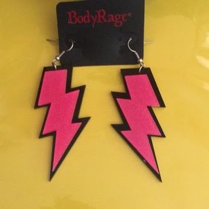 Hot Pink Lighting Bolt Earrings